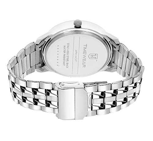 TIMEWEAR Formal Day Date Stainless Steel Watch Collection For Men Analogue Men's Watch(White Dial & Silver Colored Strap)-221Wdtg - Image 4