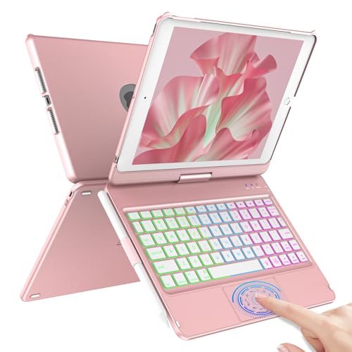 COO Touch Keyboard Case for iPad 10.2" 9th 8th 7th Generation, Multi-Touch & 10 Color Backlit Keys, 360° Rotatable & Pencil Holder, for iPad Air 3rd Gen 10.5" 2019, iPad Pro 10.5" 2017 - Rose Gold - Image 1