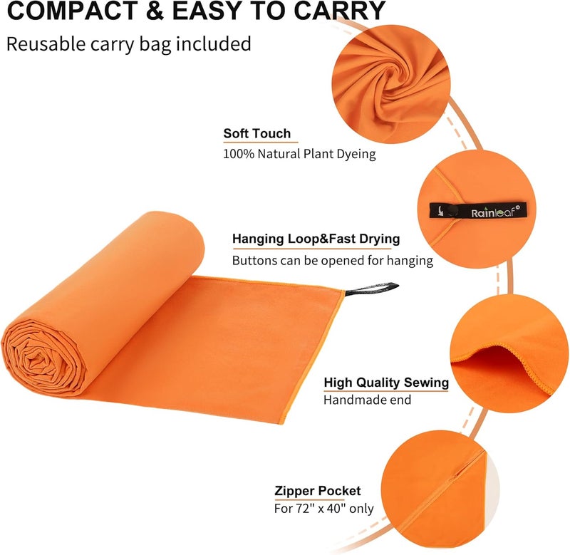 Rainleaf Odor free color Microfiber Towel Perfect Travel & Gym & Camping Towel. Quick Dry - Super Absorbent - Ultra Compact - Lightweight. Suitable for Trip, Beach, Shower, Backpacking, Pool Globally popular elegant design - Image 3