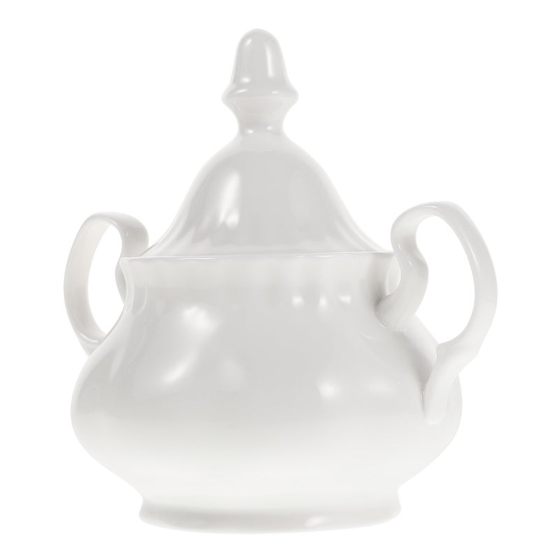 Elegant Vintage Coffee Pot with Lid 280ml Ceramic Sugar Bowl White Porcelain Sugar Jar Tea Coffee Sugar Storage Container for Kitchen Countertop - Image 5