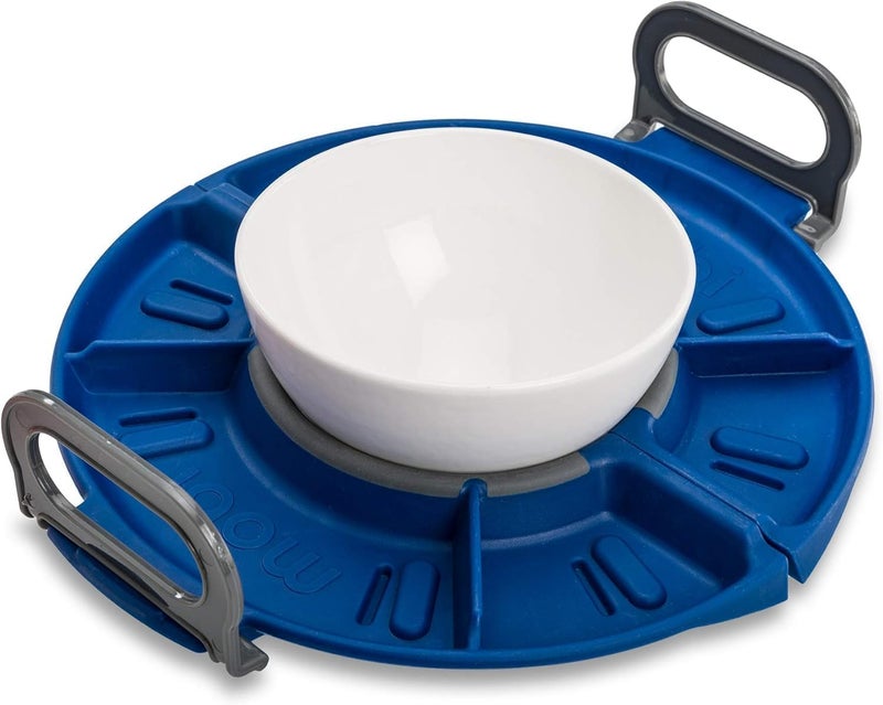 Microwave Food Serving Tray, Foldable Heat-Resistant Plastic, Multicolour Design, Portable Kitchen Dish Rack with Multi-Position Stand, Set of 2 - Image 5