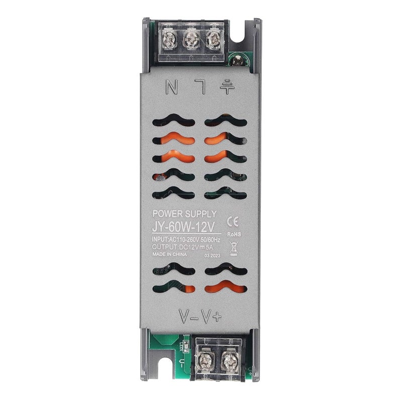Jeanoko DC 12V LED Power Supply Driver Durability-Optimized 60W Constant Voltage Transformer for LED Lights Strip, Easy Conceal for Indoor Lighting - Image 2