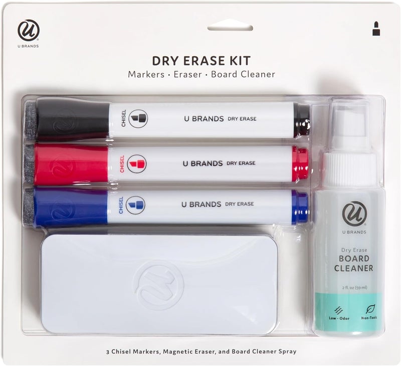 U Brands Dry Erase Board Accessories Kit, Office Supplies, with Markers, Eraser, Board Cleaner, 5 Pieces - Image 1