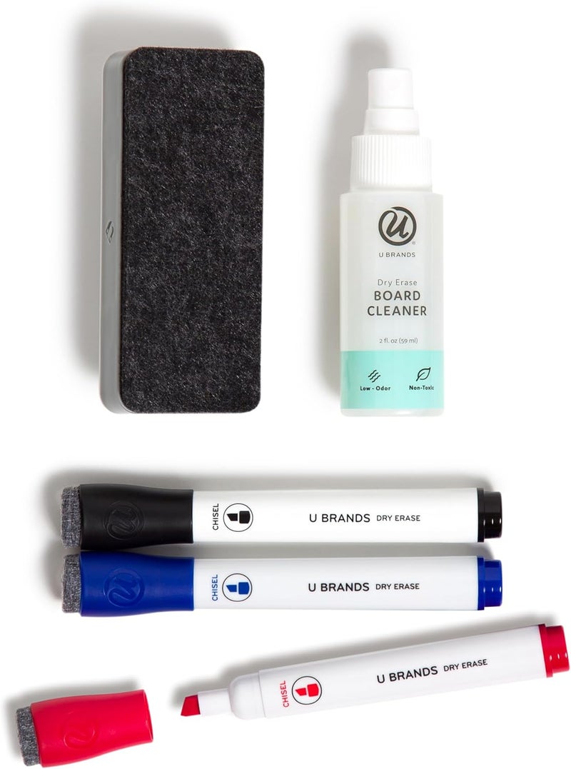 U Brands Dry Erase Board Accessories Kit, Office Supplies, with Markers, Eraser, Board Cleaner, 5 Pieces - Image 2