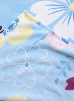 LUNA Home Fleece blanket 200*230cm is very soft, warm and cozy, sky blue with a floral pattern.  - Image 2