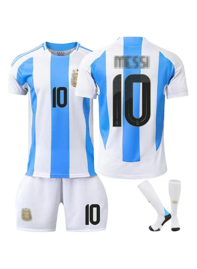 HOMESTAR Adults Football Jersey Set, Argentina Messi Jersey 10 With Socks Football Uniform Set – Argentina 10 Jersey Football Shirt, Adults Soccer Shirt Sportswear Set, Ideal For Fans and Players, Size Parameters For Men Women Youth - Image 1