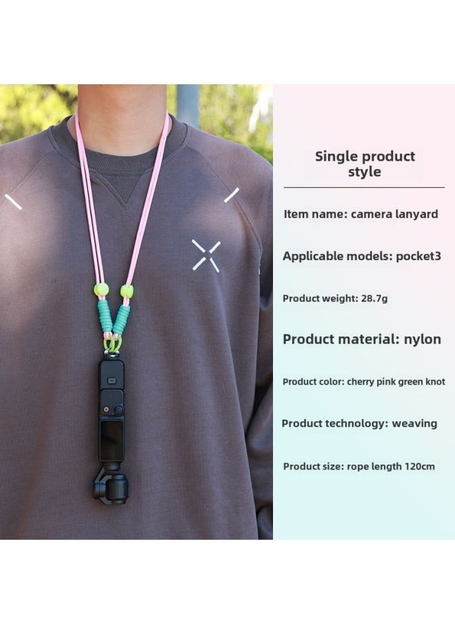 Generic Suitable For DJI Pocket3 Lanyard Shoulder Strap Crossbody Strap Lingou Camera Sports Camera Universal Lanyard-Color:Cherry Pink Lanyard - Image 1