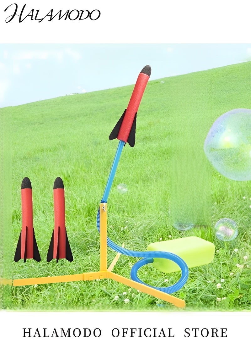 HALAMODO Rocket Launcher Set of 1pc Launcher & 3pcs Foam Rockets Outdoor Backyard Summer or Beach Toys Games Kid's Birthday Gifts Mini Jump Rocket Set for & Kids & Boys & Girls Launch up to 100 feet  - Image 5