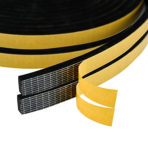 Dualplex High Density Foam Weather Stripping Door Seal Strip Insulation Tape Roll for Insulating Door Frame, Window, Air Conditioner | Self Adhesive Sealing Weatherstrip (Black, 1/2 in x 1/4 in 30 Ft) - Image 1