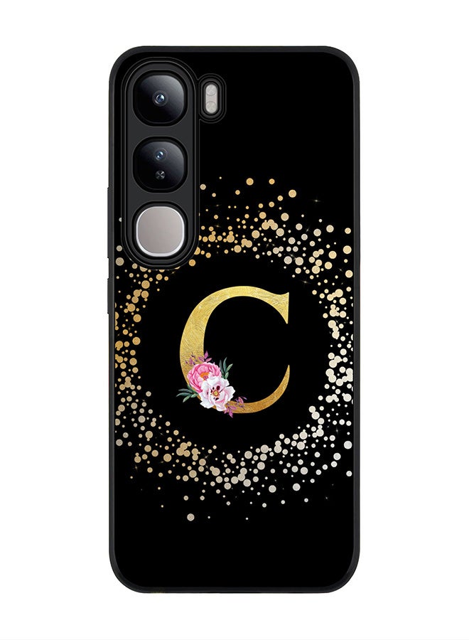 Stylizedd For vivo V40 Lite Case,Slim fit Camera Protection, Shockproof Thin Phone cover - Custom Monogram Floral - C ( Black ) - Image 1