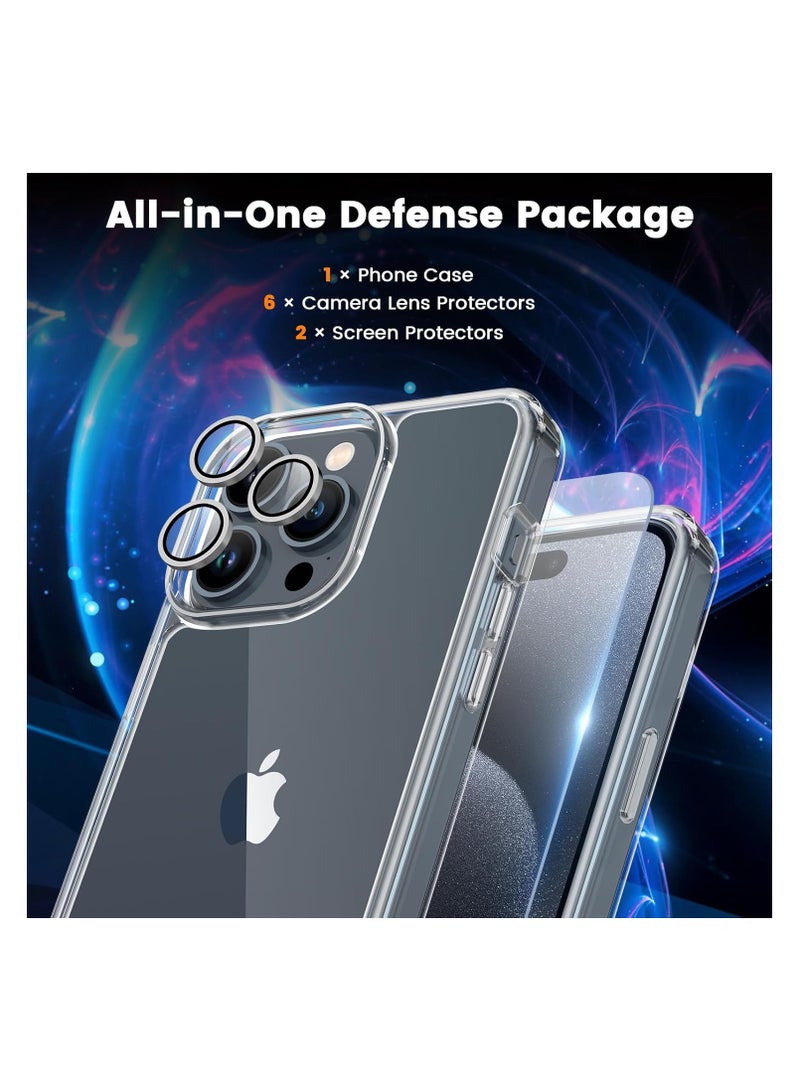 Aookay [5 in 1] For iPhone 16 Pro Max Clear Case with 2 Pack Tempered Glass Screen Protector + 2 Pack Camera Lens Protector, Mil-Grade Drop Protection Phone Case for  iPhone 16 Pro Max - Image 3