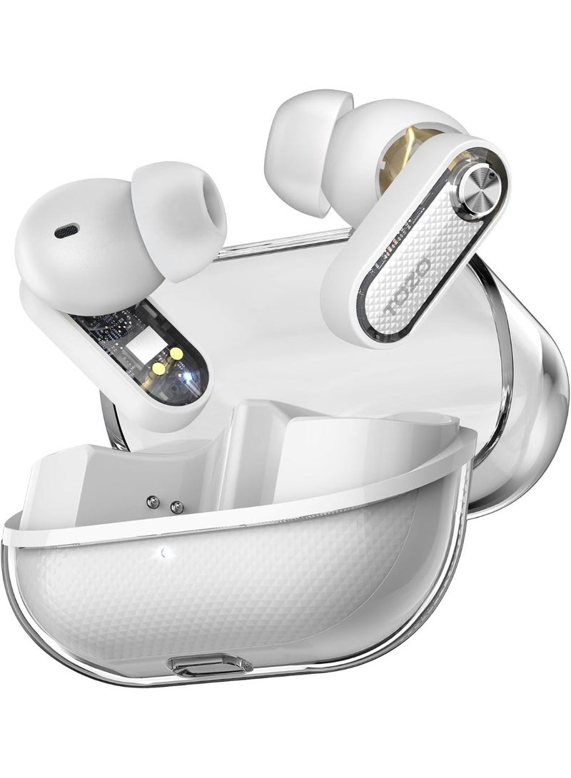 TOZO Hybrid Active Noise Cancelling Wireless Earbuds, Bluetooth 5.4 Headphones, 10mm Drivers Deep Bass Stereo Sound, 4 Mics ENC AI Clear Calls, 32 EQ Customization via App, Crystal Case Design - Image 1
