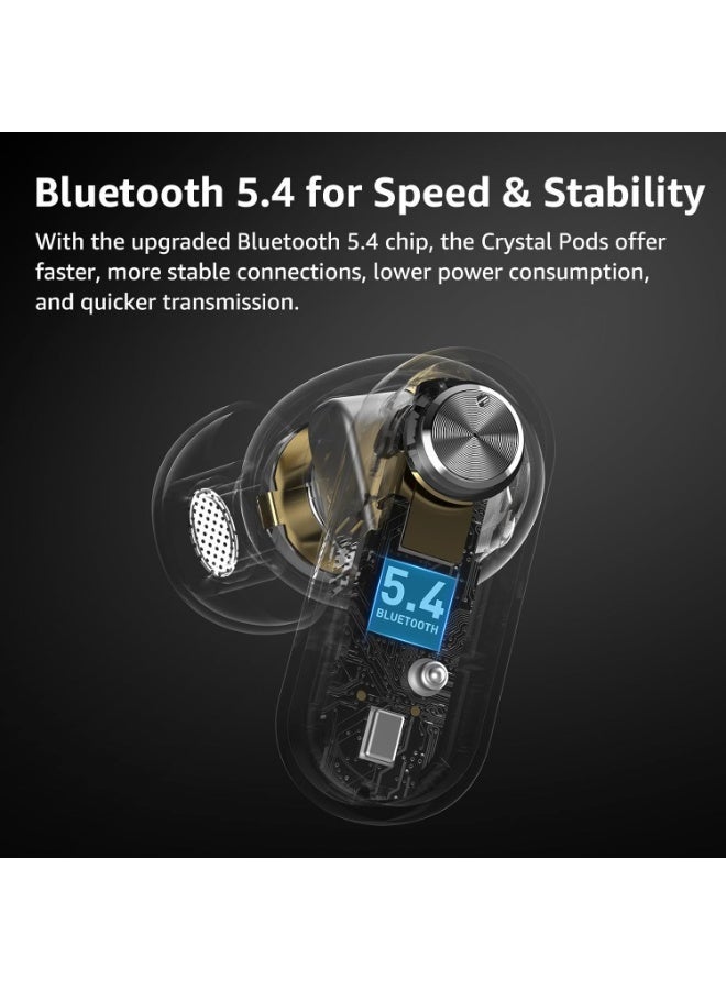 TOZO Hybrid Active Noise Cancelling Wireless Earbuds, Bluetooth 5.4 Headphones, 10mm Drivers Deep Bass Stereo Sound, 4 Mics ENC AI Clear Calls, 32 EQ Customization via App, Crystal Case Design - Image 5