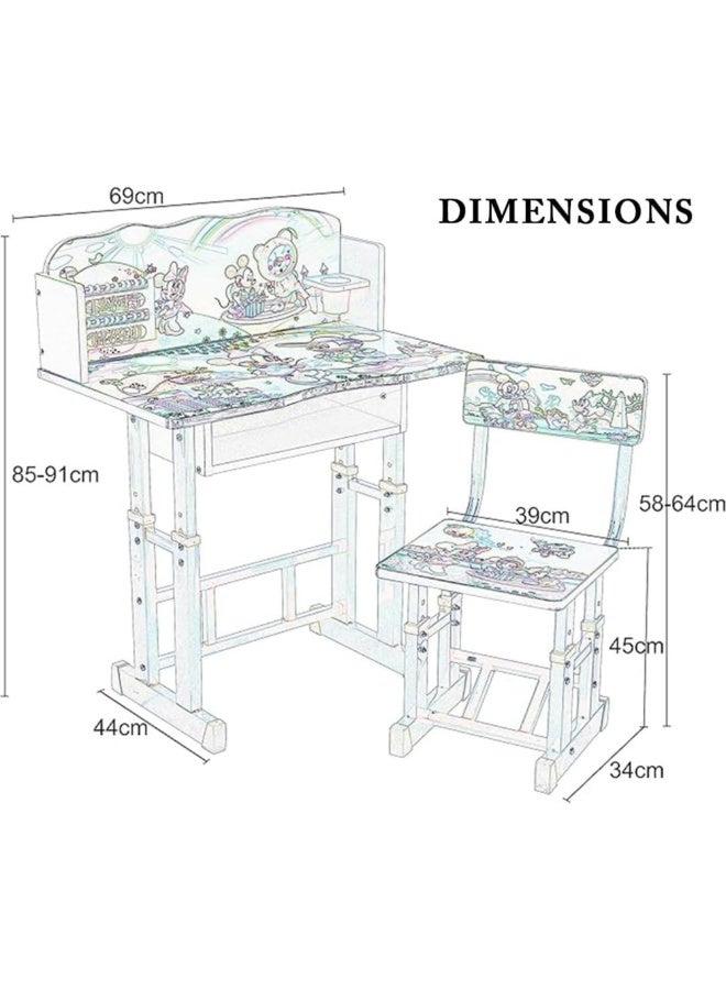 Multi Home Furniture Blue Adjustable Kids Study Table and Chair Set – Ergonomic Study Desk with Drawer, Tilted Desktop & Footrest – Homework Desk for Boys, Children Aged 3–14, Football Theme - Image 4