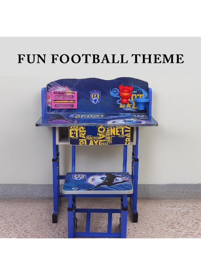 Multi Home Furniture Blue Adjustable Kids Study Table and Chair Set – Ergonomic Study Desk with Drawer, Tilted Desktop & Footrest – Homework Desk for Boys, Children Aged 3–14, Football Theme - Image 5