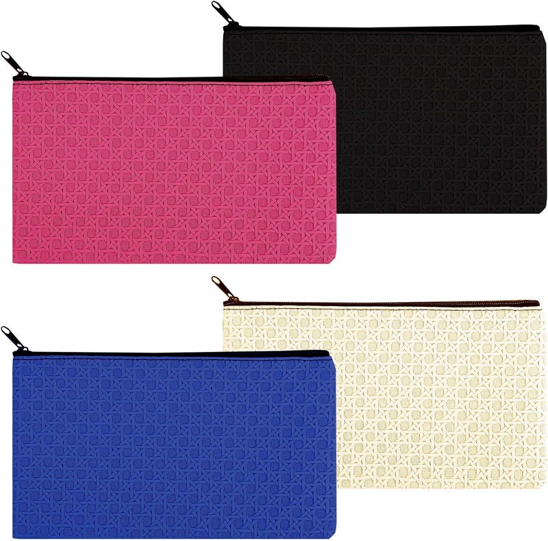 Sinzip 4 Pack Bank Deposit Money Bag, Heavy Duty Leatherette Security Zipper Wallet, Coin Bag, Cash Bag, Tool Pouch, Assorted Colors (4 Pack Mix-Color09) - Image 1