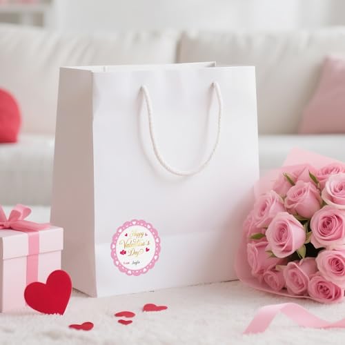 Alynta Happy Valentine's Day Stickers - 2 Inch Pink Valentines Gift Tag Stickers 60Pcs Valentines from Labels Self Adhesive Heart Sticker for Envelope Seals Cards Valentine's Day Decorations (Pink) - Image 5
