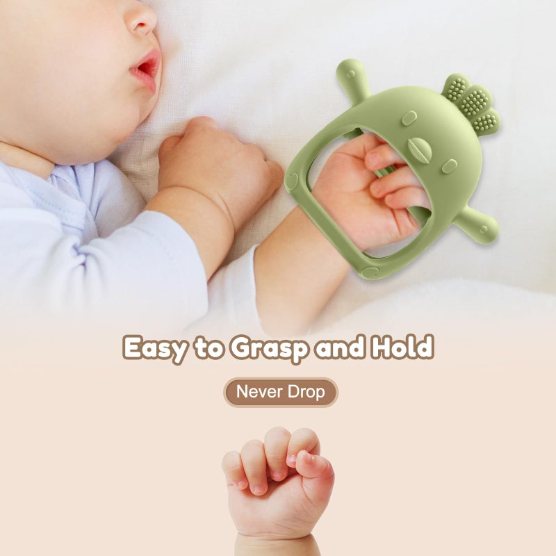 TOHIBEE 2 Pack Baby Teething Toys for 0-6 6-12 Months, Never Drop Infant Teether Teething Mitten Toys for 3 6 9 12 Months, Newborn Soothing Teething Toy Gifts for 1 One Year Old Baby Boys Girls - Image 3