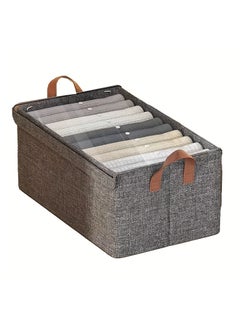 Cozy Nest Set of 2 Wardrobe Organizer with Metal Frame & Lid – Cationic Fabric Storage Basket for Clothes Durable Storage Box with Handles Ideal for Organizing Pants Jeans Sweaters (Large - Grey)  - Image 3