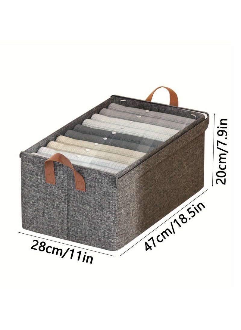 Cozy Nest - Set of 2 Wardrobe Organizer with Metal Frame & Lid – Cationic Fabric Storage Basket for Clothes Durable Storage Box with Handles Ideal for Organizing Pants Jeans Sweaters (Large - Grey) - Image 1
