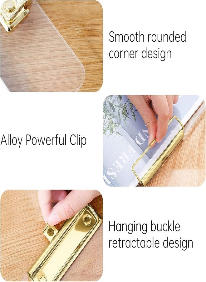 Honagu Acrylic Clear Clipboards, 8.5x11 Plastic Clipboard with Gold Strong Clip Hidden Hanging Hole, A4 Letter Size Clipboards for Nurses, Doctors, Art Student, Teachers,School & Office Supplies, 8PC - Image 3