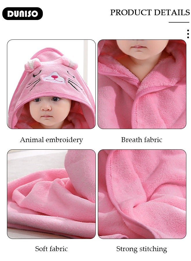 DUNISO منشفة استحمام للأطفال حديثي الولادة مع غطاء رأس - منشفة قطنية فائقة الامتصاص وناعمة للأطفال الرضع والأطفال الصغار - منشفة استحمام للأطفال بغطاء رأس للجنسين - Image 5