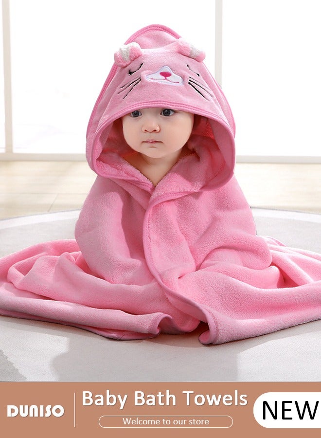 DUNISO منشفة استحمام للأطفال حديثي الولادة مع غطاء رأس - منشفة قطنية فائقة الامتصاص وناعمة للأطفال الرضع والأطفال الصغار - منشفة استحمام للأطفال بغطاء رأس للجنسين - Image 1