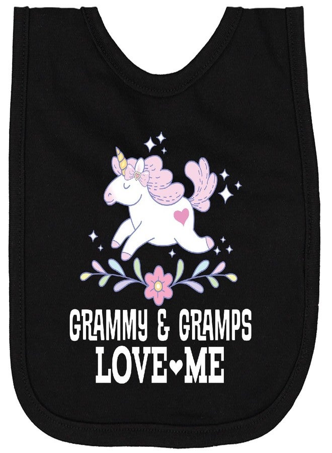 inktastic Grammy and Gramps Girls Granddaughter Unicorn Newborn Bib Black 424ba - Image 1