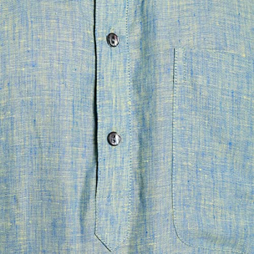 Fabindia Men's Blue Linen Solid Slim Fit Long Kurta - Image 5