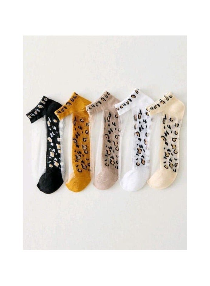 SMARTEDGE Women's Ankle Socks, Chiffon Tiger Print, Summer Ankle Socks, Very Stylish, Set of 6 Pairs in Assorted Colors. Modern Design"