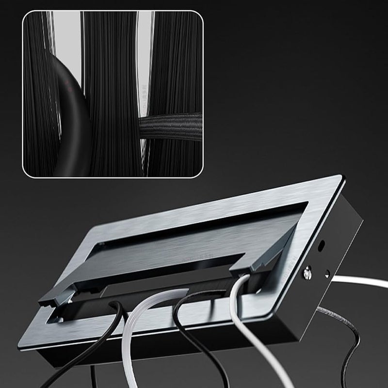 20 × 9 سم غطاء مستطيل من المعدن المنفوش لتمرير الكابلات لمكتب الأثاث - Image 5