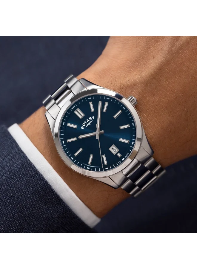 Rotary  Rotary Men's Heritage Blue Dial Stainless Steel Bracelet Watch - GB05520/05 for Men | Best Price UAE