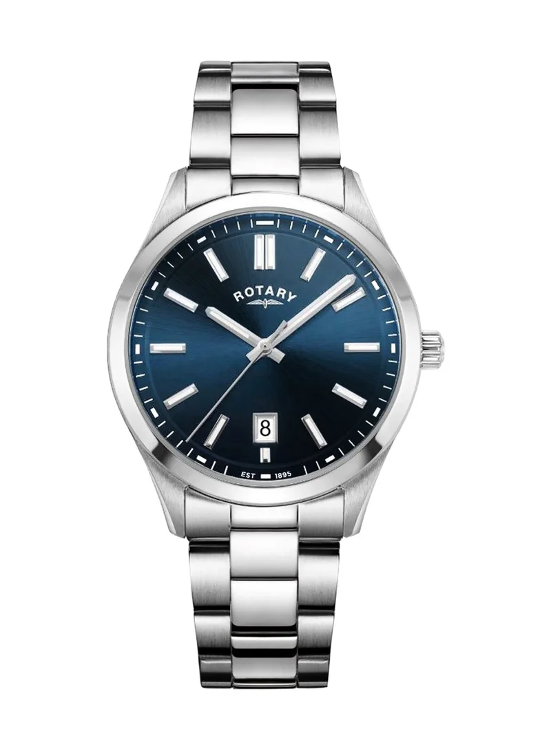 Rotary Men's Heritage Analogue Watch, 40 mm, Blue Dial, Stainless Steel Bracelet