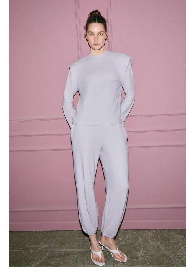 GRIMELANGE ISEAS Women's Soft and Flexible Fabric Leggings with Elastic Lilac Tracksuit Bottom.