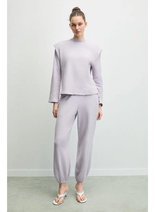 GRIMELANGE ISEAS Women's Soft and Flexible Fabric Leggings with Elastic Lilac Tracksuit Bottom.