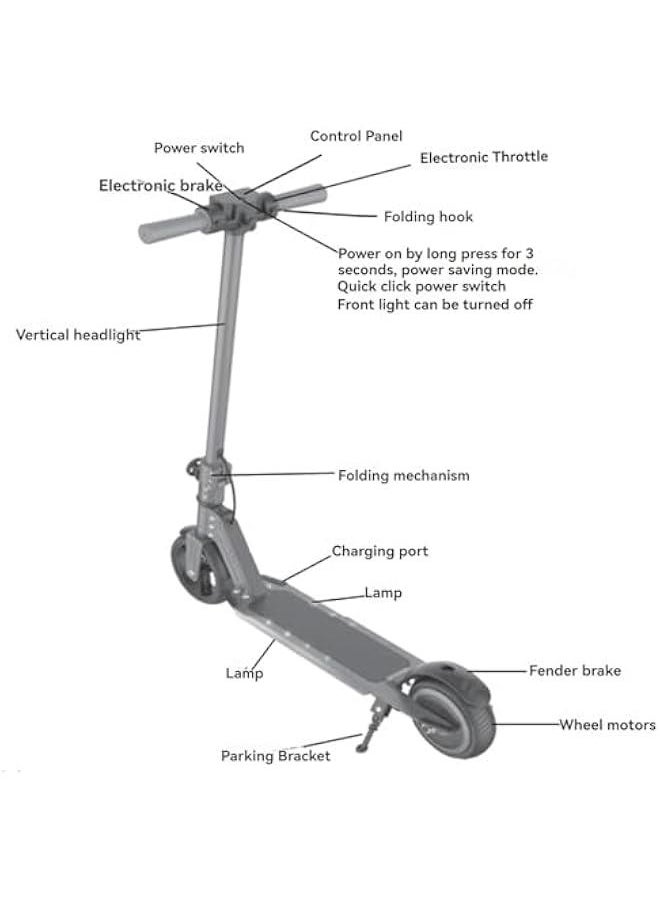 Beauenty - Electric Scooter With Dual Brake System, Portable Foldable Electric Scooter With Display And Light, Lightweight And Easy To Carry, Max 12 Km/H Speed, Max 14 Km Travel Distance (Black) - Image 1