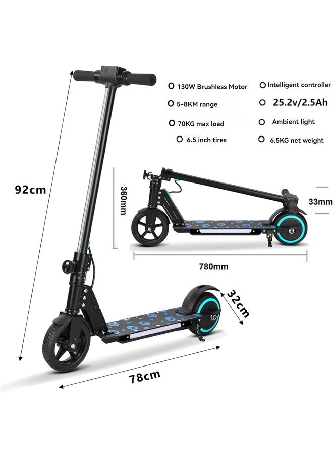 Beauenty - Electric Scooter With Dual Brake System, Portable Foldable Electric Scooter With Display And Light, Lightweight And Easy To Carry, Max 12 Km/H Speed, Max 14 Km Travel Distance (Black) - Image 1