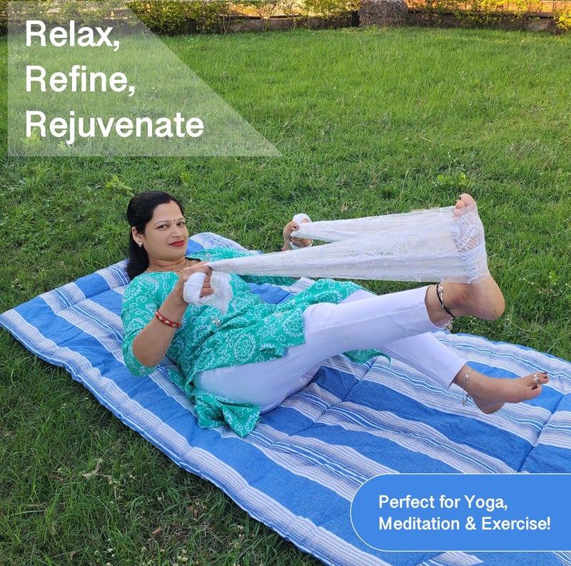 NEXTGO Multi Purpose Foldable Mattress with Carry Bag | Portable & Lightweight Gadda | Suitable for Outdoor Travel Camping, Yoga, Meditaion Mat (Blue White Lining, Single: 36x78 Inch Or 3x6.5 Feet) - Image 3