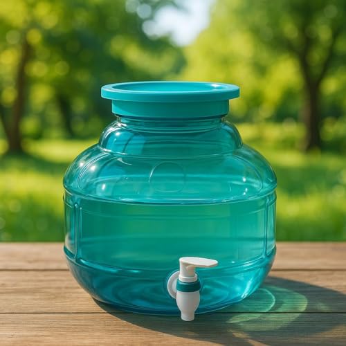 MAYUMI Plastic Water Dispenser Jar with Tap, Peacock Green, Unbreakable (Virgin Quality), 10 Liter, Green - Image 2