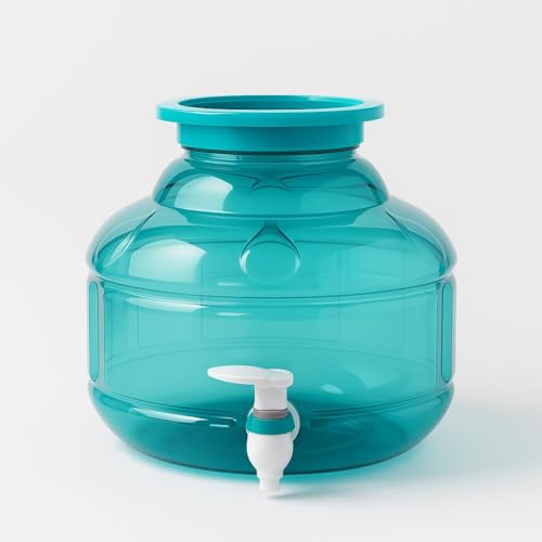 MAYUMI Plastic Water Dispenser Jar with Tap, Peacock Green, Unbreakable (Virgin Quality), 10 Liter, Green - Image 1