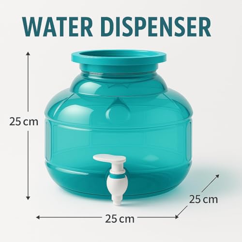 MAYUMI Plastic Water Dispenser Jar with Tap, Peacock Green, Unbreakable (Virgin Quality), 10 Liter, Green - Image 3