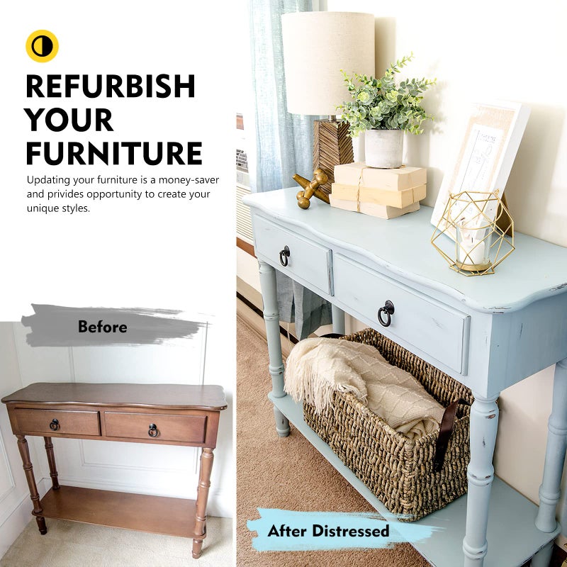 Magicfly 15 Pcs Chalk Furniture Paint Set, 9 Colors Ultra Matte Finish Acrylic Craft Paint Set (60 ml/2 oz) with 1 Liquid Wax, 2 Brushes, 3 Sandpapers, Perfect for Home Decor, Crafts-Farmhouse - Image 3