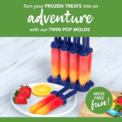 Tovolo Twin Popsicle Mold with Sticks 4 Pack Reusable Ice Pop Molds for Homemade Flavored Popsicles Treats Frozen Snacks, Silicone Popsicle Maker with Stand for the Freezer BPA Free Dishwasher Safe - Image 3