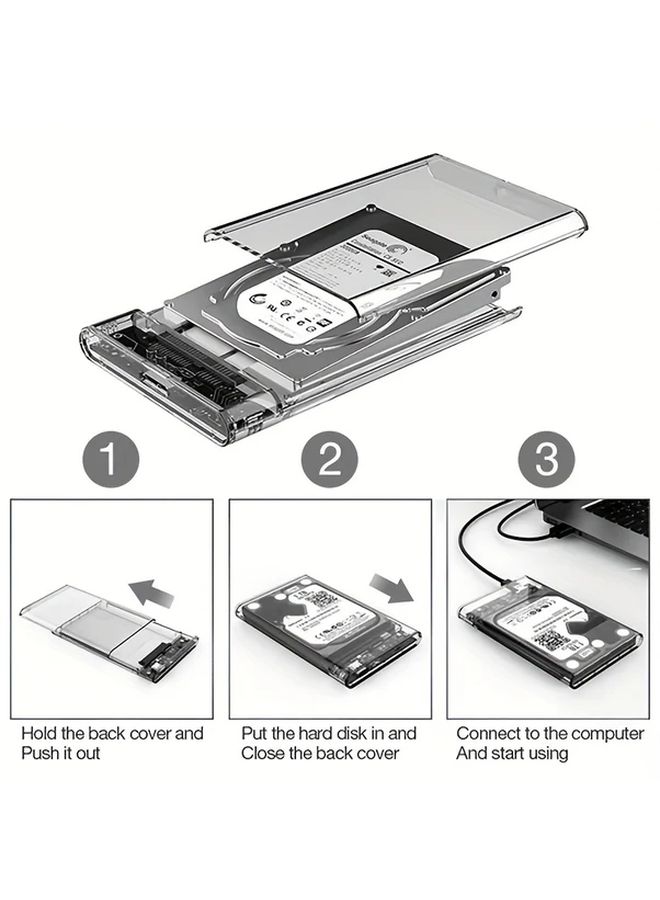 شفاف 2.5 بوصة SATA إلى USB 3.1 علبة أداة مجانية لحالة القرص الصلب الخارجي - Image 5