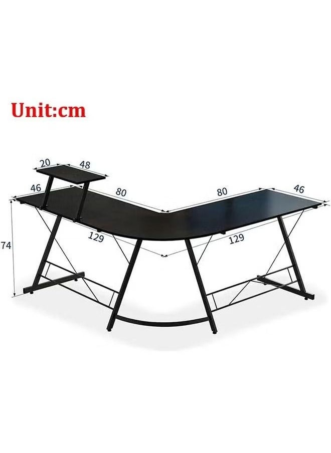 AGD - L Shaped Gaming Desk Computer Desk Table Home Office Writing Workstation with Large Monitor Stand Space-Saving and Easy to Assemble - Image 1