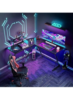 L Shaped Gaming Desk Computer Desk Table Home Office Writing Workstation with Large Monitor Stand Space-Saving and Easy to Assemble