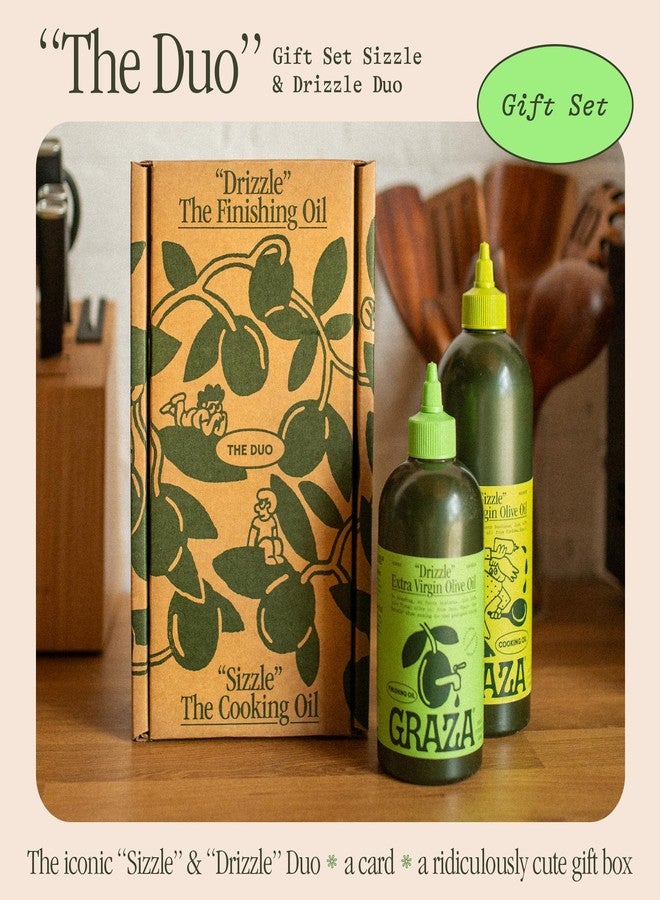 Graza Olive Oil Gift Set - The Duo Gift Set with Sizzle & Drizzle Extra Virgin Olive Oils in a Ready to Gift Box - High Polyphenol - Gift Basket Items for Holidays, Birthdays & Thank You - Image 2