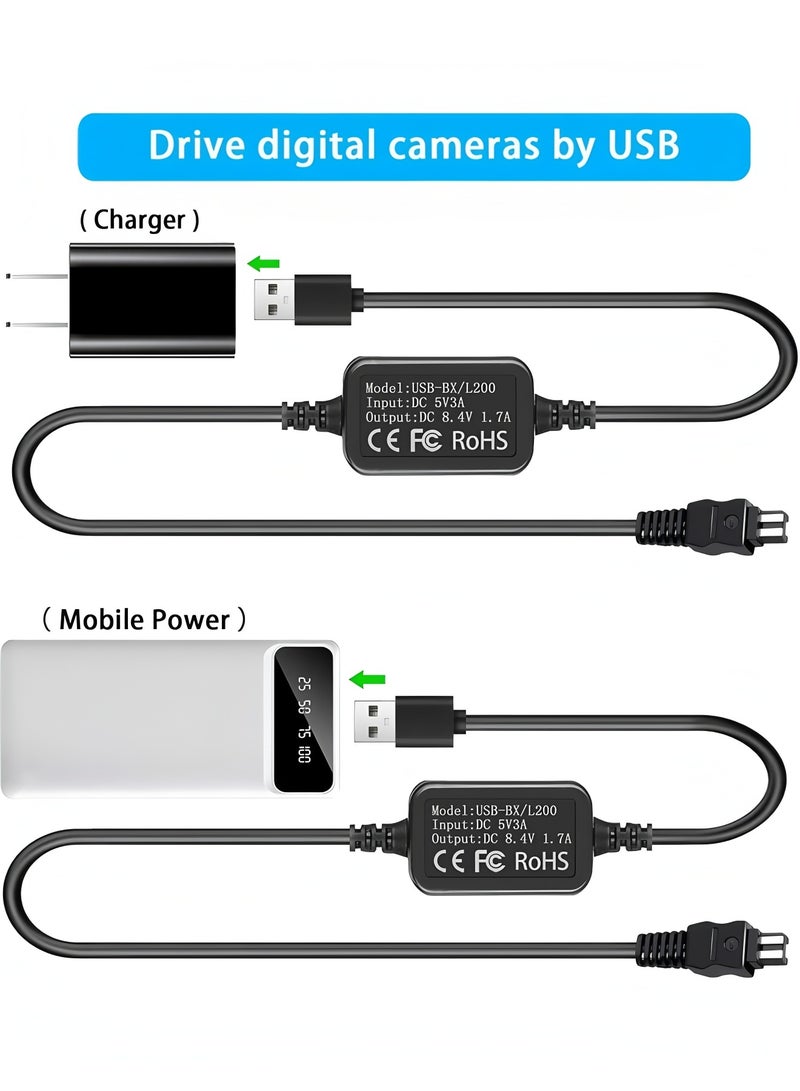 فليفيو شاحن كاميرا سوني هاندي كام سلك طاقة USB، محول طاقة AC-L200 ACL200 لكاميرا الفيديو DCR-SX40 DCR-SX44 DCR-SR45 DCR-SR47 DCR-SX63 DCR-SX65 DCR-SX85 DVD108 DVD610 DCR-SR62 DCR-SR68. - Image 3