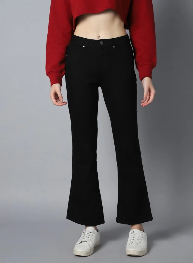 Women Black Bootcut High-Rise Clean Look Stretchable Jeans