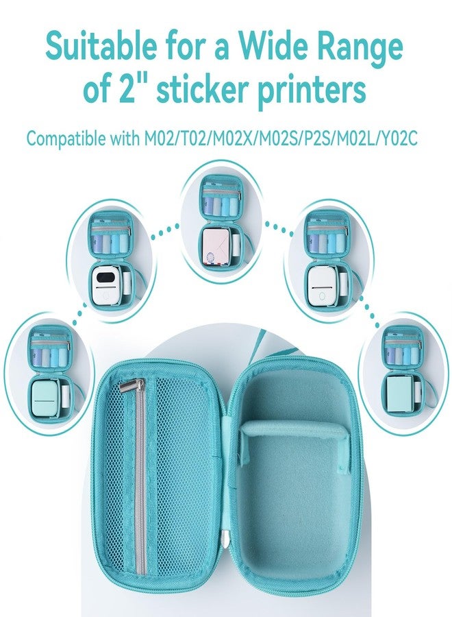 Ponek Sticker Printer Case for M02/T02/M02X/M02 Pro/P2S/M02L/Y02C, Compatible with Nelko PM230/Anycash/iDPRT/Cabaro Mini Thermal Printer, Portable Sticker Paper Storage Holder - Box Only, Green - Image 2